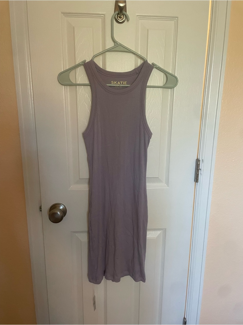 Skatie Sleeveless Ribbed Mini Dress in Dusty Lavender